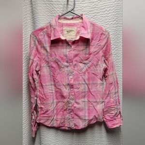 Arizona Jean Company Pink Plaid Kids Shirt